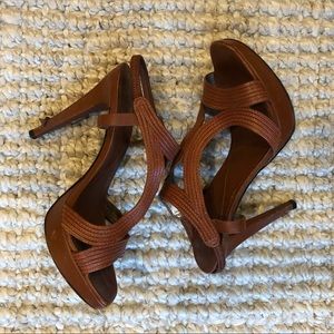 Diane von Furstenberg DVF brown leather heels
